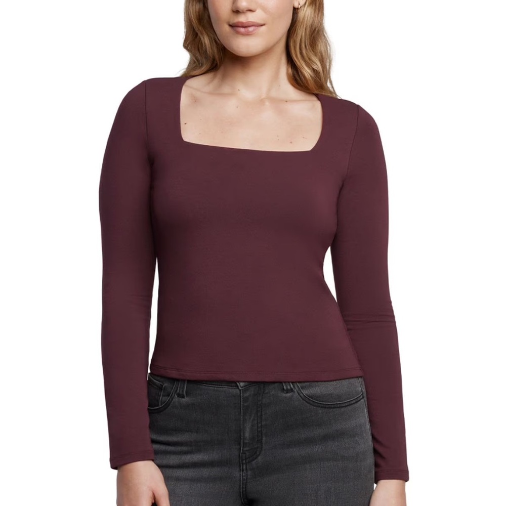 Express Women's Deep Burgundy Long Sleeve Tee top nice
